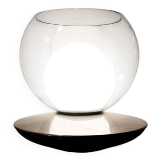 Lampe de table en verre et métal chromé, Italie, années 1970