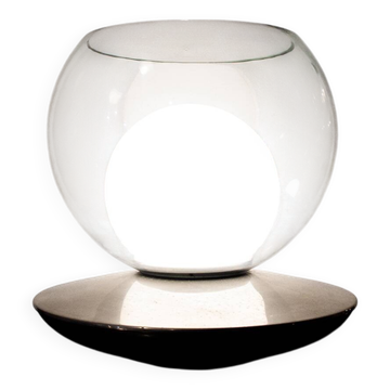 Lampe de table en verre et métal chromé, Italie, années 1970