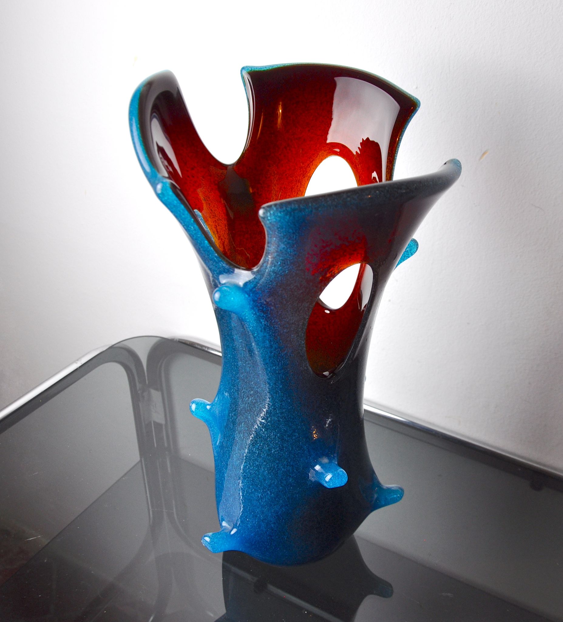 Sommerso vase by seguso in two-tone murano glass, Italy, 1970