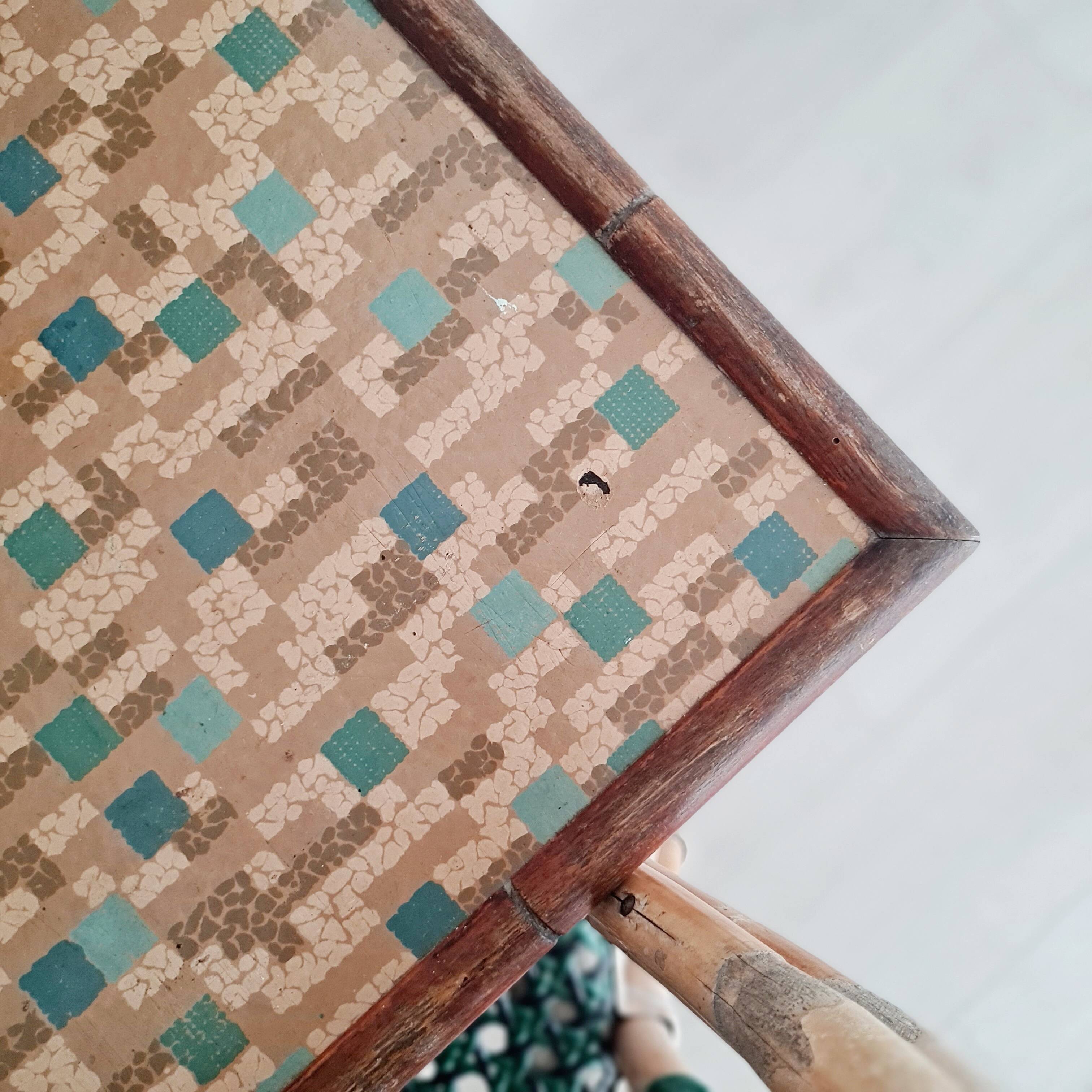 Old wooden table with turned legs - speckled top