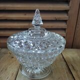 Bonbonnière sucrier en verre moulé pointes diamant