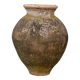 Old terracotta jar with its metal clasps, late 19th century.