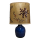 Lampe en grès émaillé bleu indigo et résine vers 1960