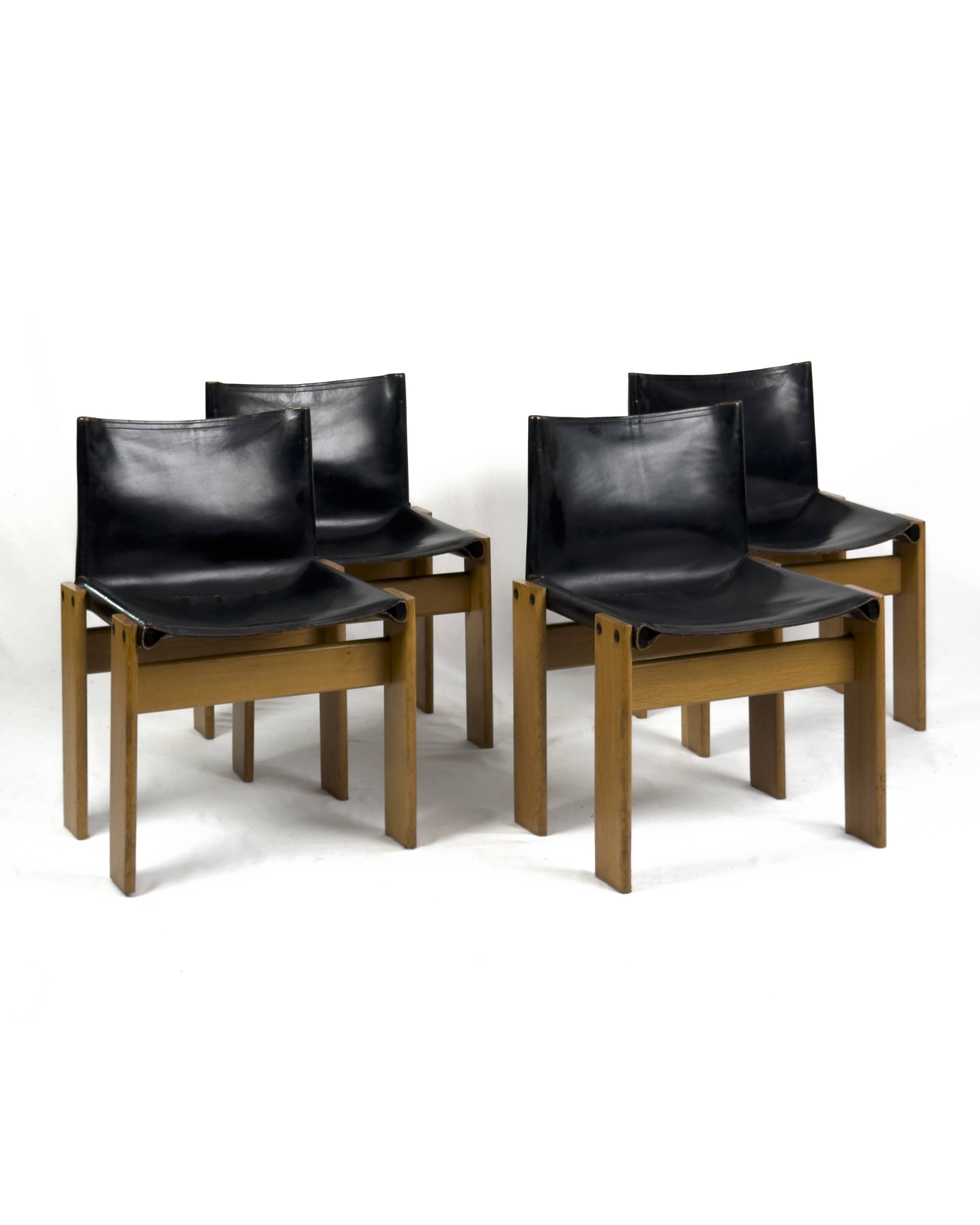Set of 4 Monk dining chairs by Afra & Tobia Scarpa for Molteni, 1970s