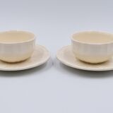 2 luncheon cups off-white earthenware Lunéville décor relief France