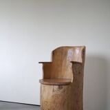 Chaise souche Wabi Sabi en bouleau massif, par un ébéniste suédois, Moderne, années 1950