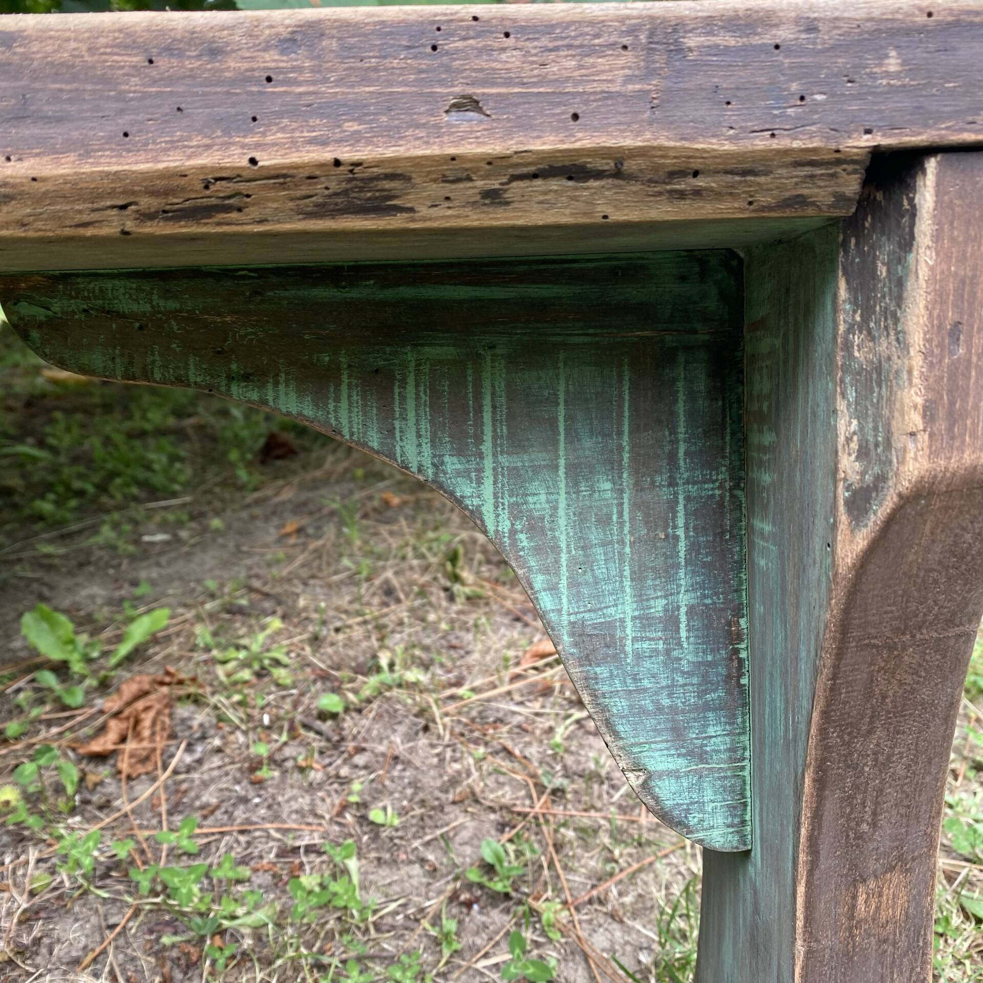 Old patinated farmhouse bench