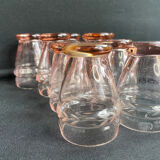 Service for 4 people - Art Deco - Glass or 1/2 pink crystal blown and cut