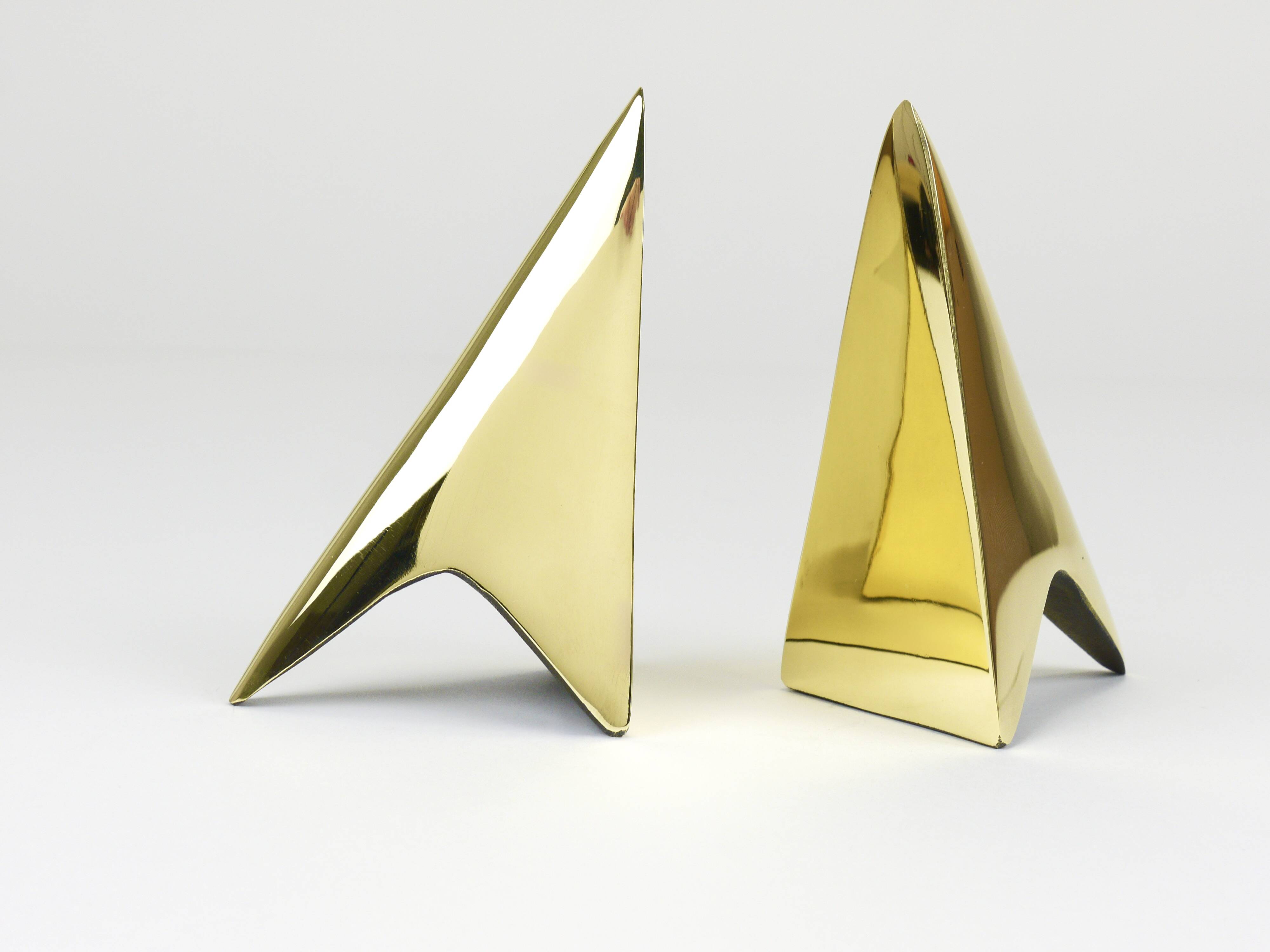 Pair Carl Auböck Minimalist Rocket Brass Bookends #3846, Vienna, Austria
