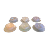 Suite of six cups in polychrome opaline Arcopal 60s/70s