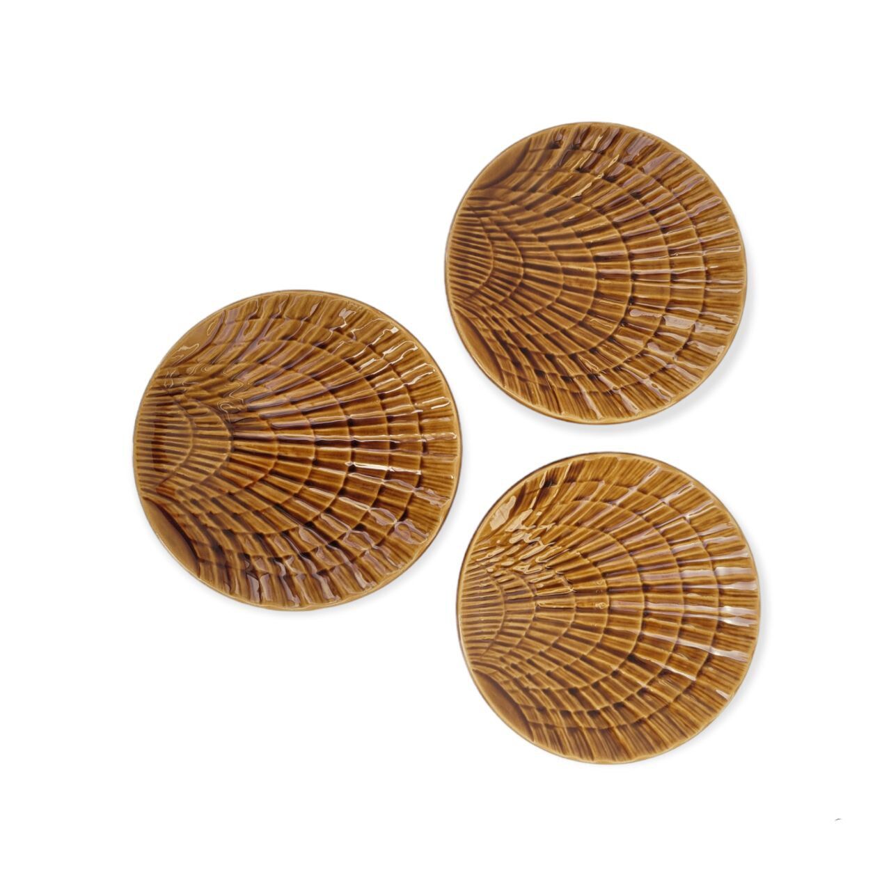 3 vintage cups in the shape of scallops Sarreguemines