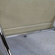 Tubular steel armchair and "cream" leather, France, circa 1970