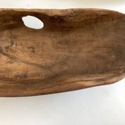 Coupe centre de table XxXL en bois de noyer creusé 1960 monoxyle