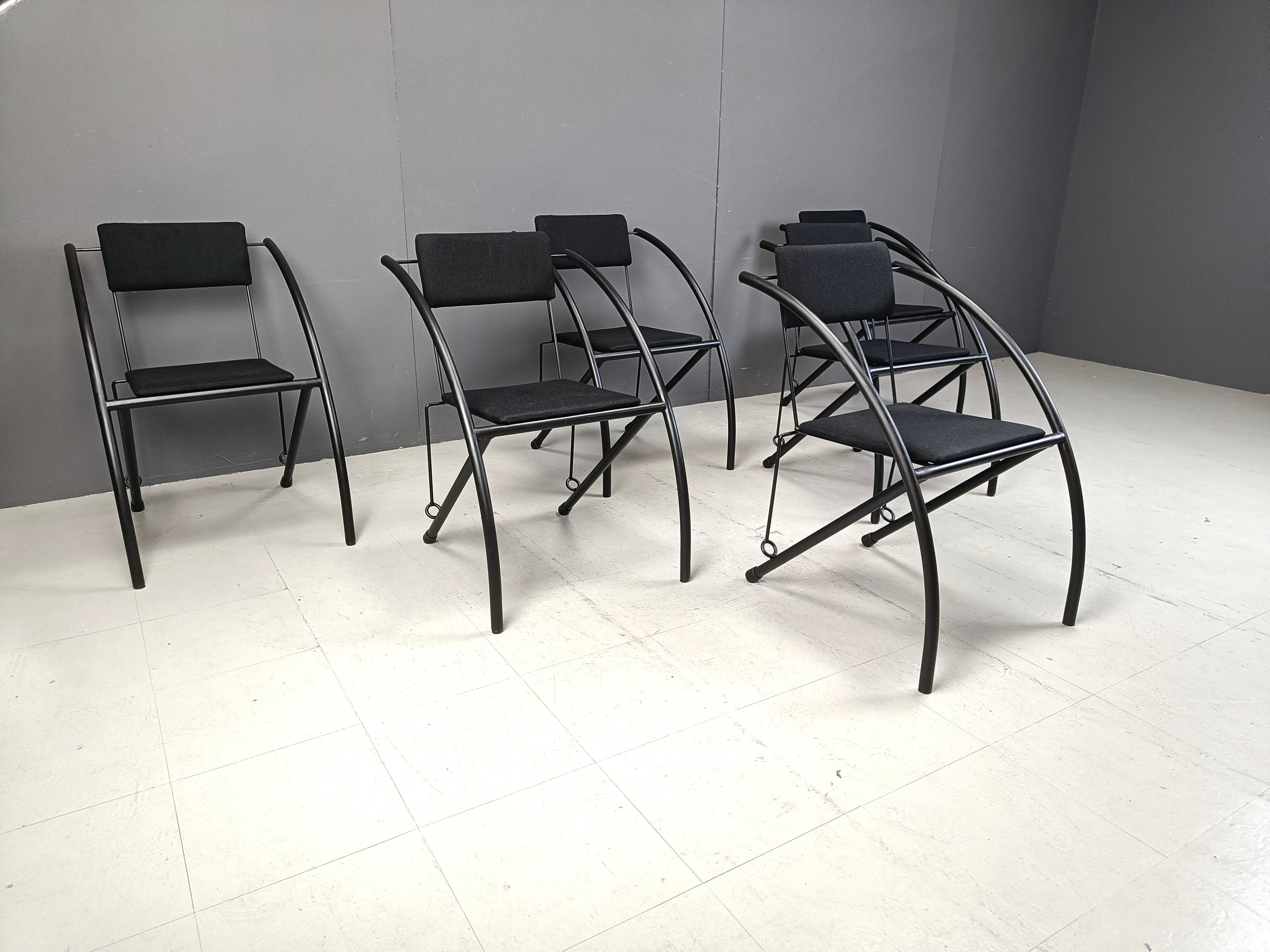 Set of 6 Post modern dining chairs, 1980s
