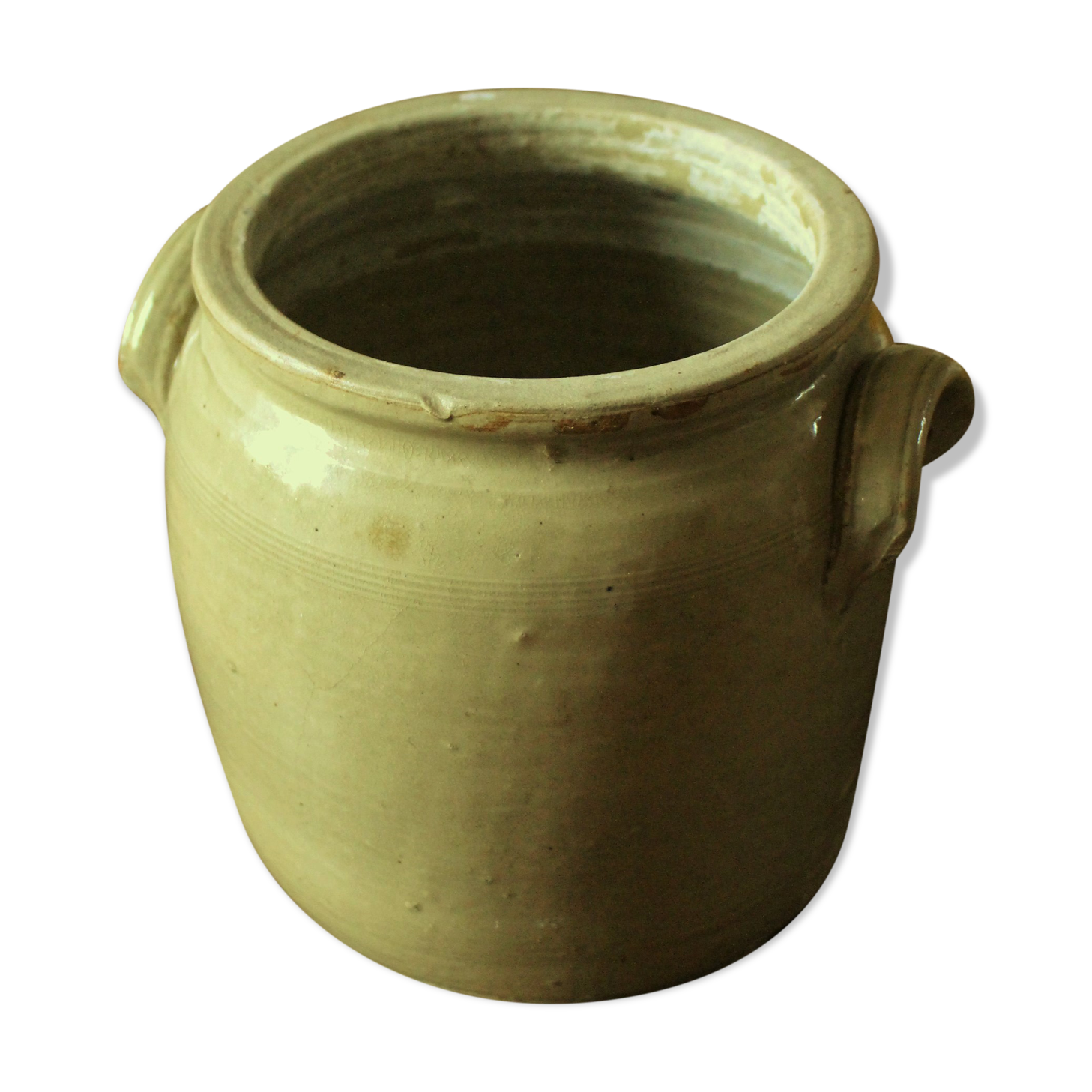 Grey glazed stoneware pot two handles 5 L