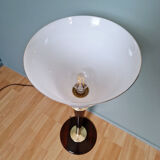 Large Art Deco Mazda lamp in wood, brass, and white opaline, 1930.