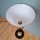 Large Art Deco Mazda lamp in wood, brass, and white opaline, 1930.