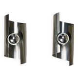 Pair of 70s chrome wall lights
