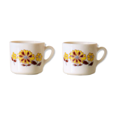 Two cups Sovirel France, pyrex décor of flowers vintage 70's