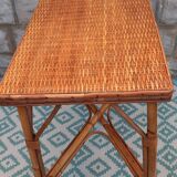Table with bamboo legs and rattan top