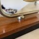 Danish modern teak and amber glass wall sconce, 1960s