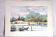 Watercolour depicting a pond with a boat and a Provençal farmhouse, 24x32cm