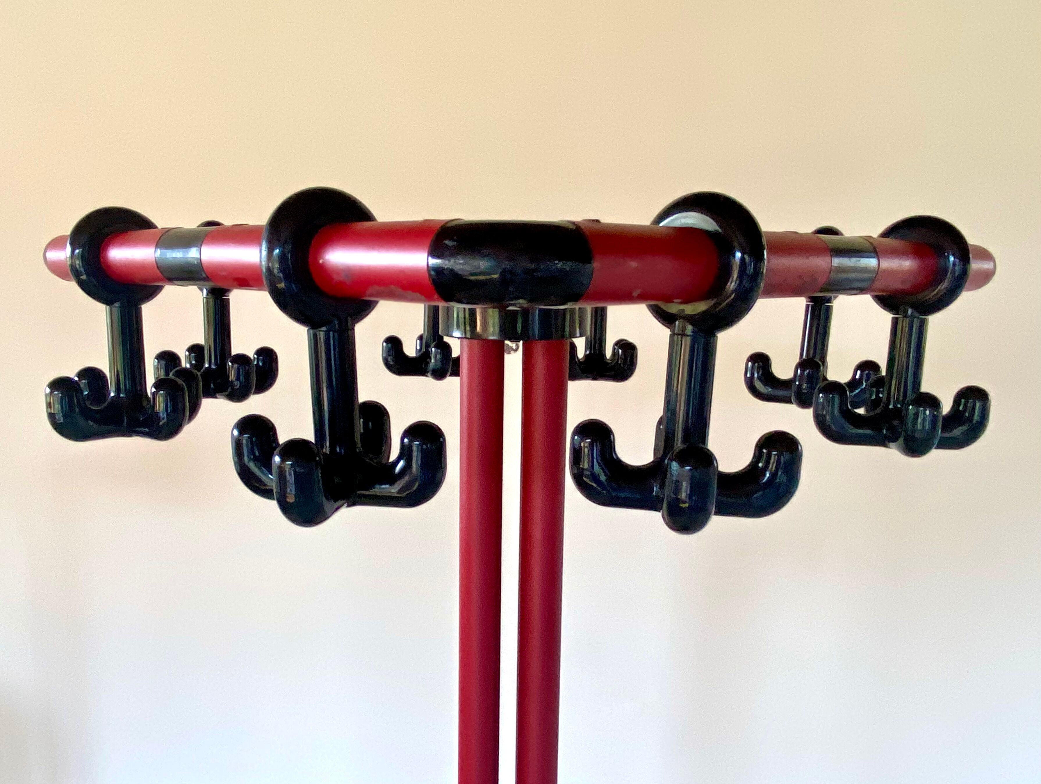 Red and black coat rack design 1980s
