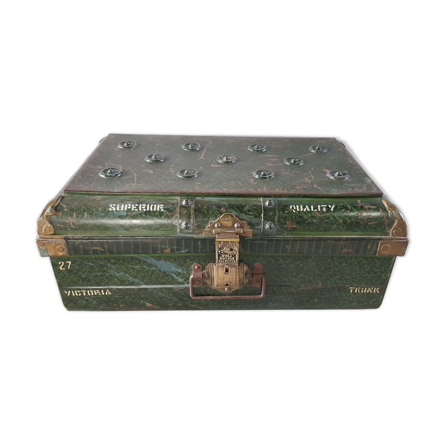 Ancient colonial travel trunk