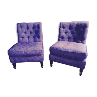 Pair of padded theater armchairs