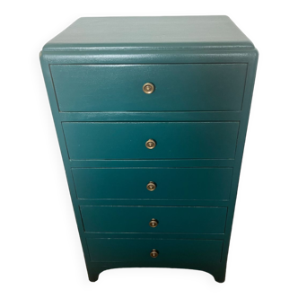 Chiffonnier vintage bois vert émeraude