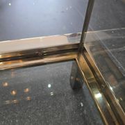 Sliding top coffee table – 70s design – chrome & glass – 108 cm