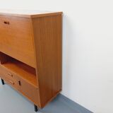 Vintage Scandinavian style secretary bookshelf storage furniture.