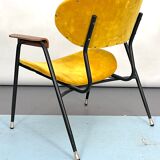 Vintage yellow velvet chair by Gastone Rinaldi for Rima. Italy 1950s