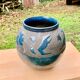 VASE PENSU , in enamelled ceramic, blue and gray abstract decoration - N° 10 - Vintage