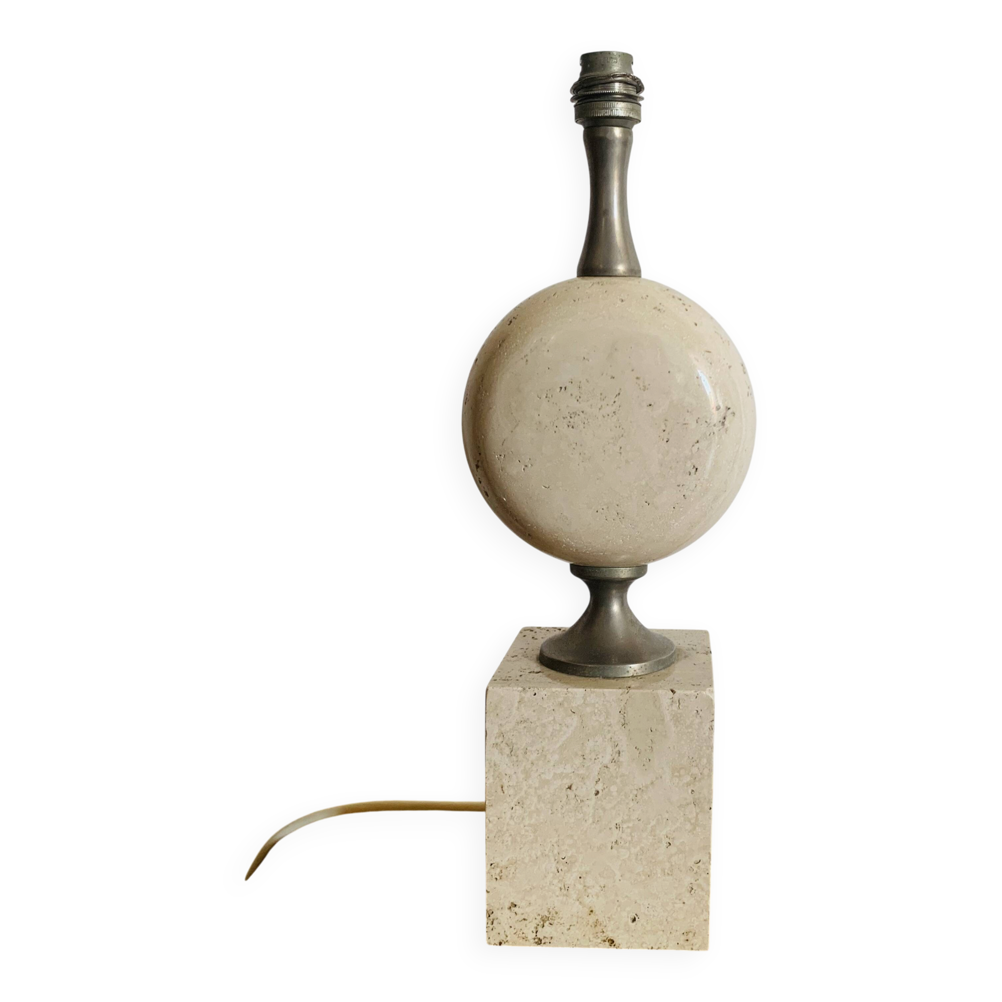 Pied de lampe Philippe Barbier en travertin – années 1970