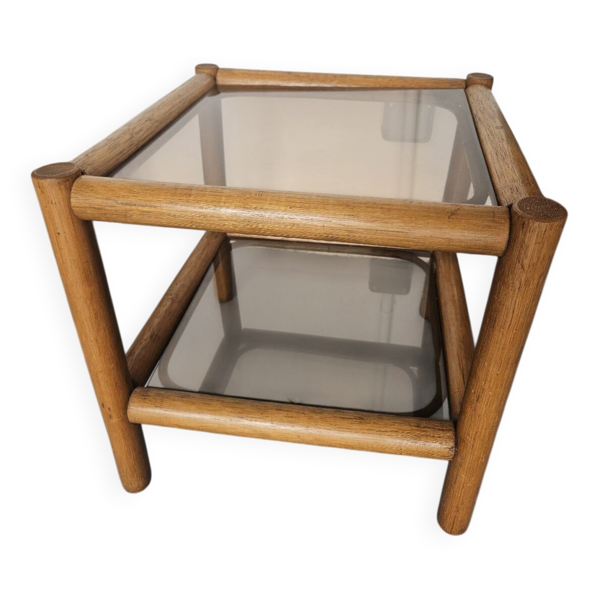Glass and rattan table