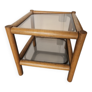 table verre et rotin