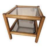 Table verre et rotin