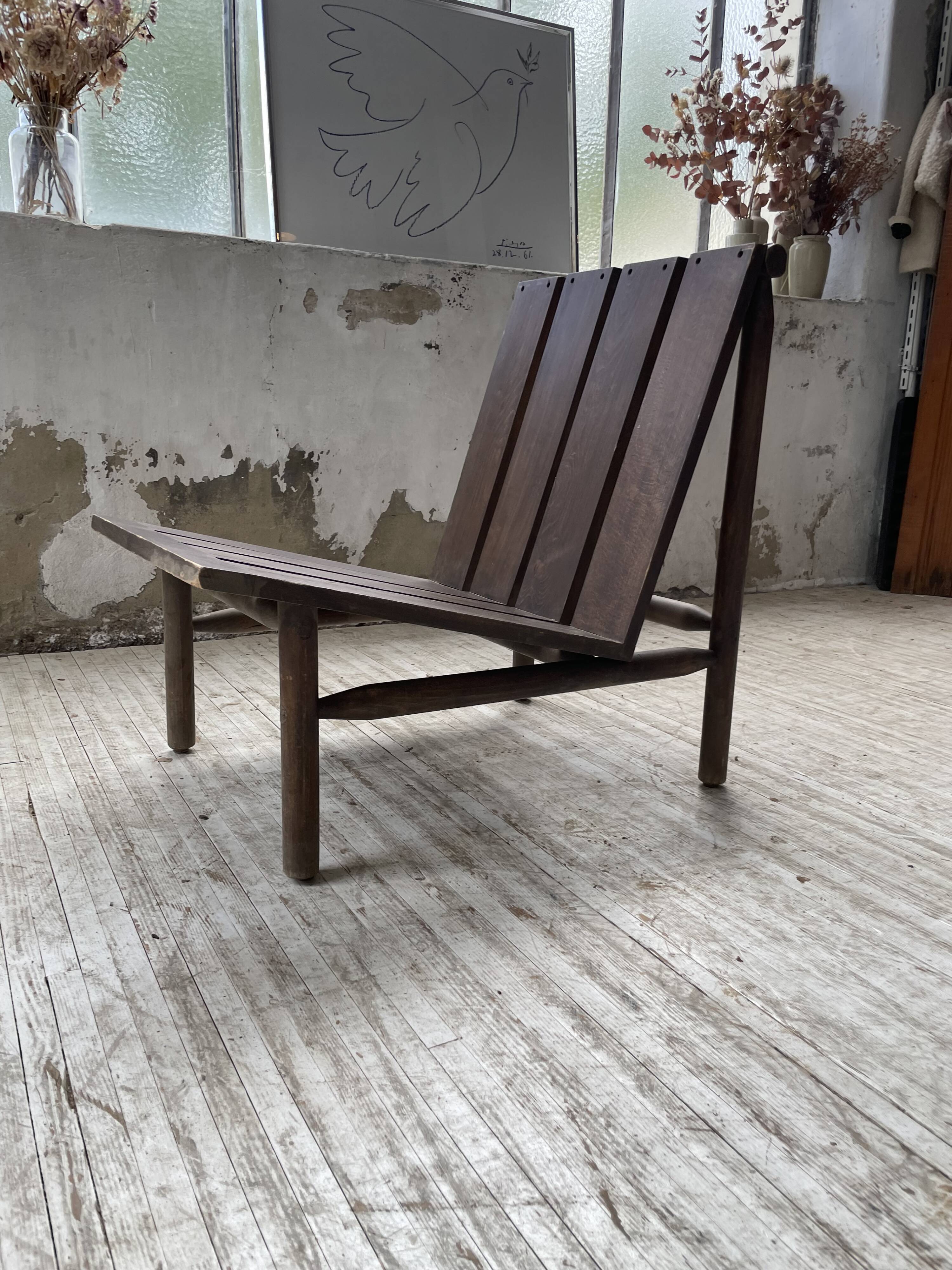 Modernist oak armchair