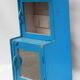Indian blue window glass and mirror vintage old teak wood