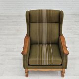Fauteuil danoise, rembourrage original, laine de meuble verte, 1970