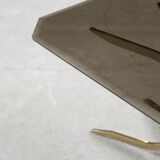 Vintage brass hollywood regency gold glamour coffee table with glass top, 1970s