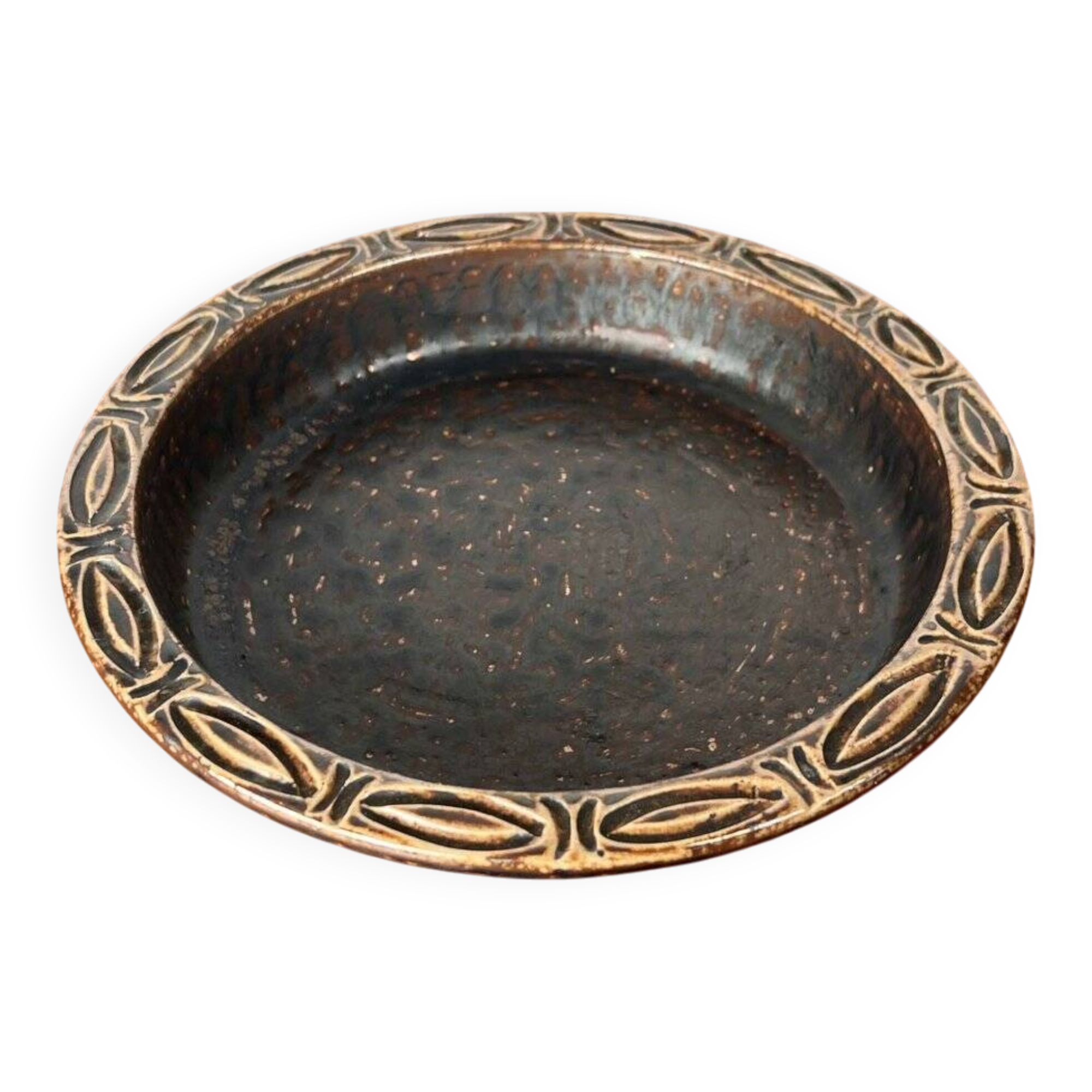 Danish pottery bowl in mid-century Lovemose style, 1960s.