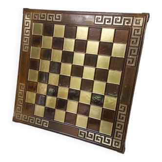 Vintage brass chess board 1970s 44 cm