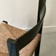 Bottle green patinated wooden straw chair, France 1950