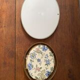 2 oval frames vintage floral embroidery