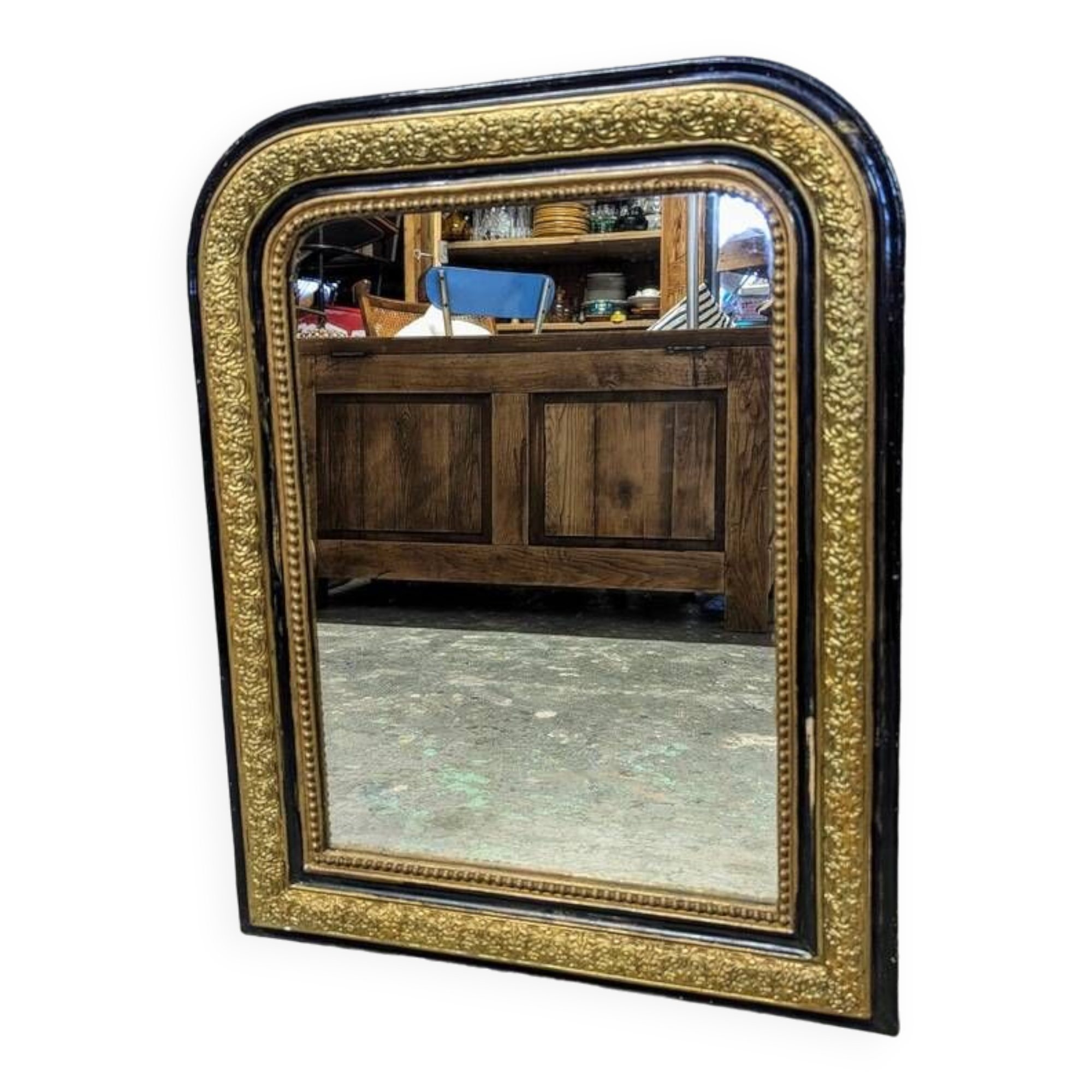 Louis-Philippe black and gold mirror 58x46cm
