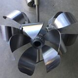 Space-age pendant lamp with 3 stainless steel lights and brushed aluminum adjustable in height - design 1970