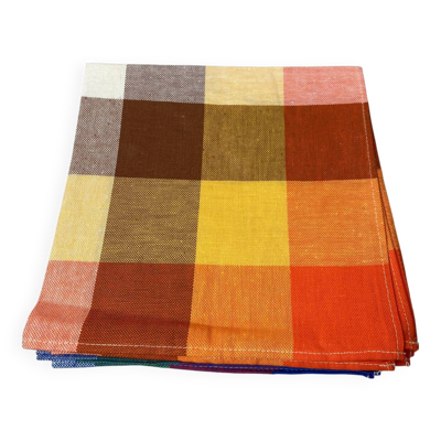 Serviettes pue coton modèle vintage à carreaux