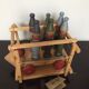 Set of Moulin Roty brand wooden bowling on roller cart, limited series.